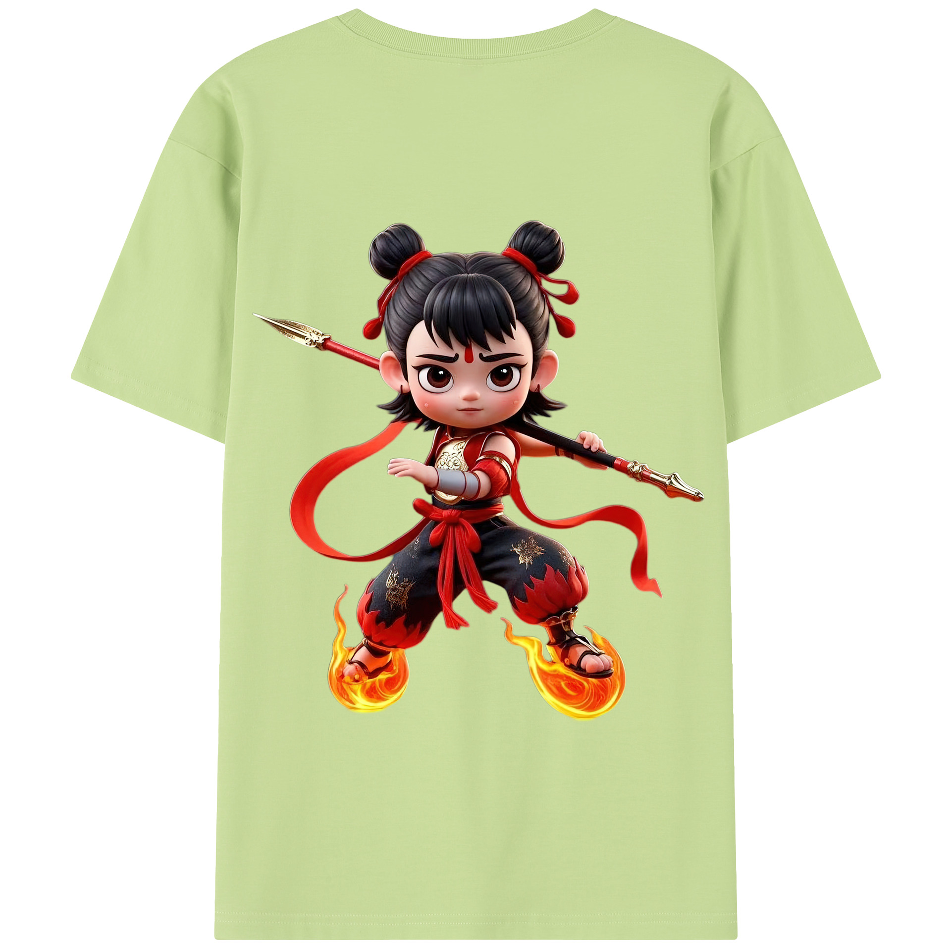 （画像用） Ne Zha 2 ナタ 魔童の大暴れ 綿100％半袖Tシャツ（背面プリント）